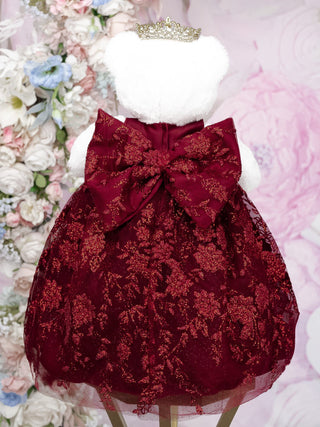 Burgundy Silver Last Teddy Bear for Quinceanera