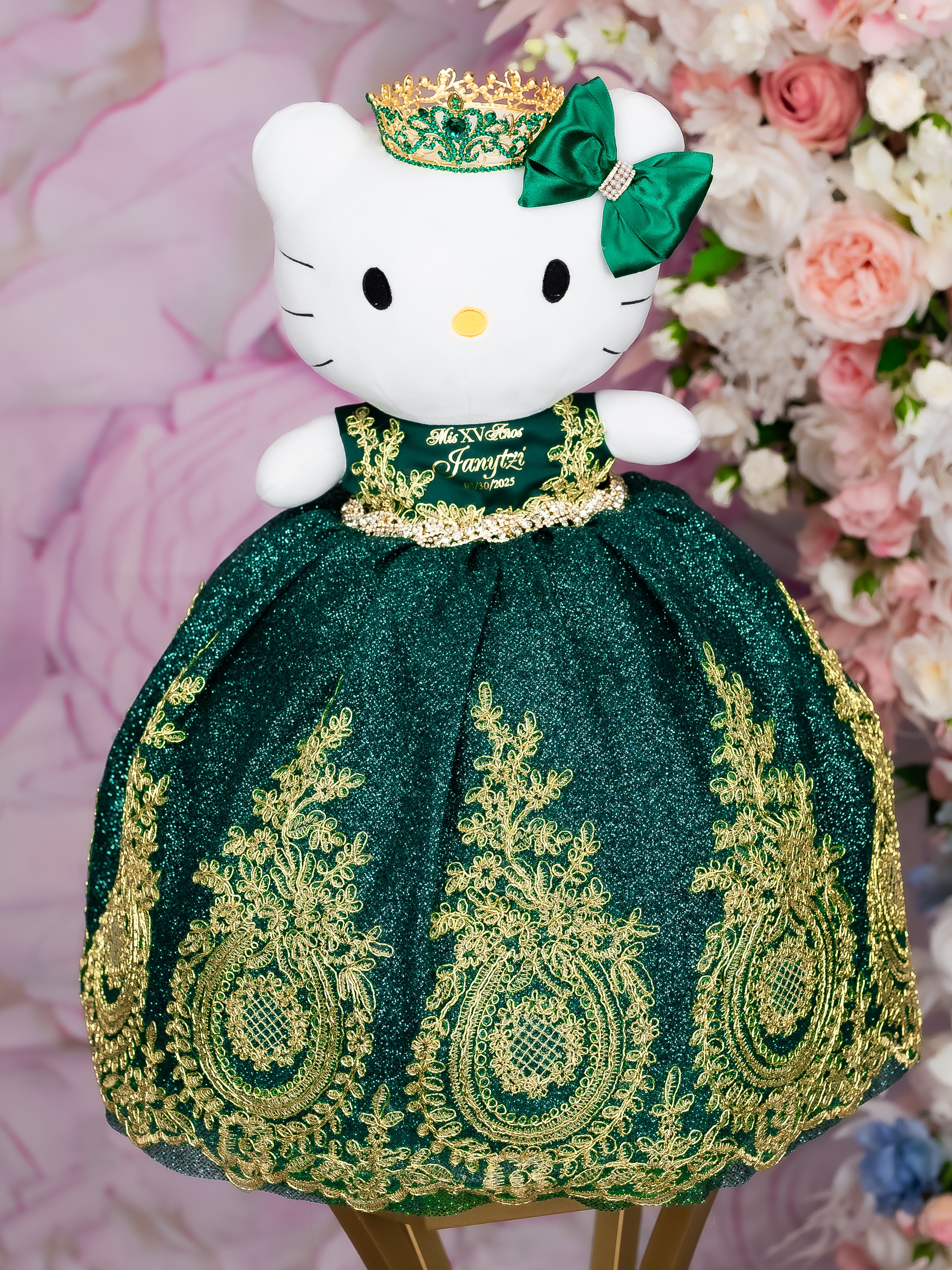 Quinceanera Hello Kitty Doll in Green Dress / quinceanera-decor