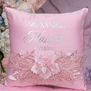 Almohada rosa para arrodillarse en quinceañera Almohada rosa