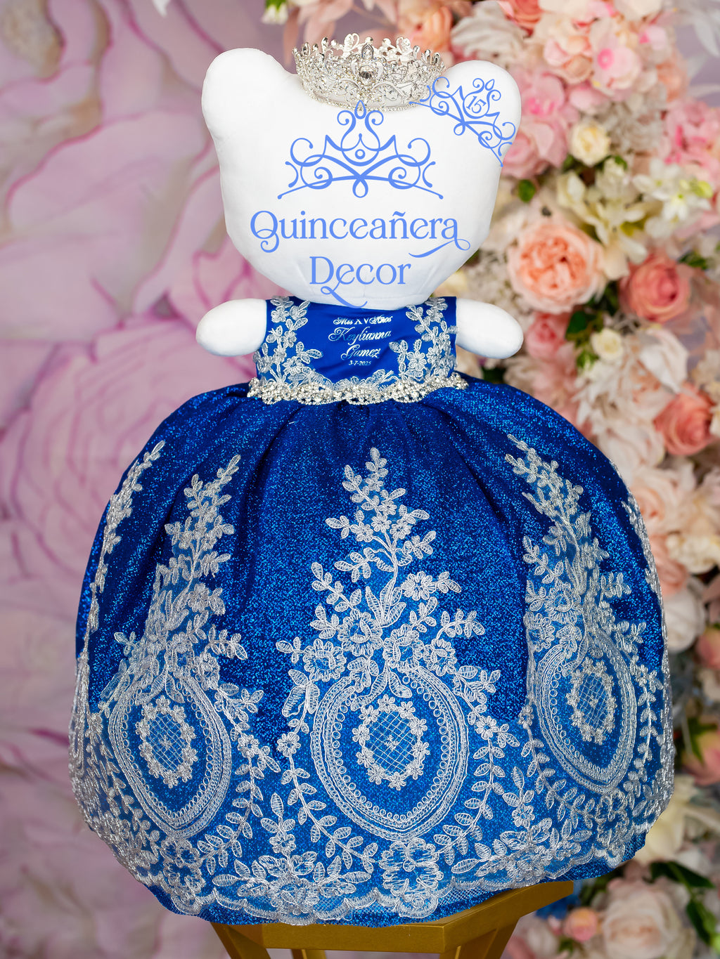 blue dress for baby girl Quinceanera Hello Kitty Doll Royal Blue Silver / quinceanera-decor