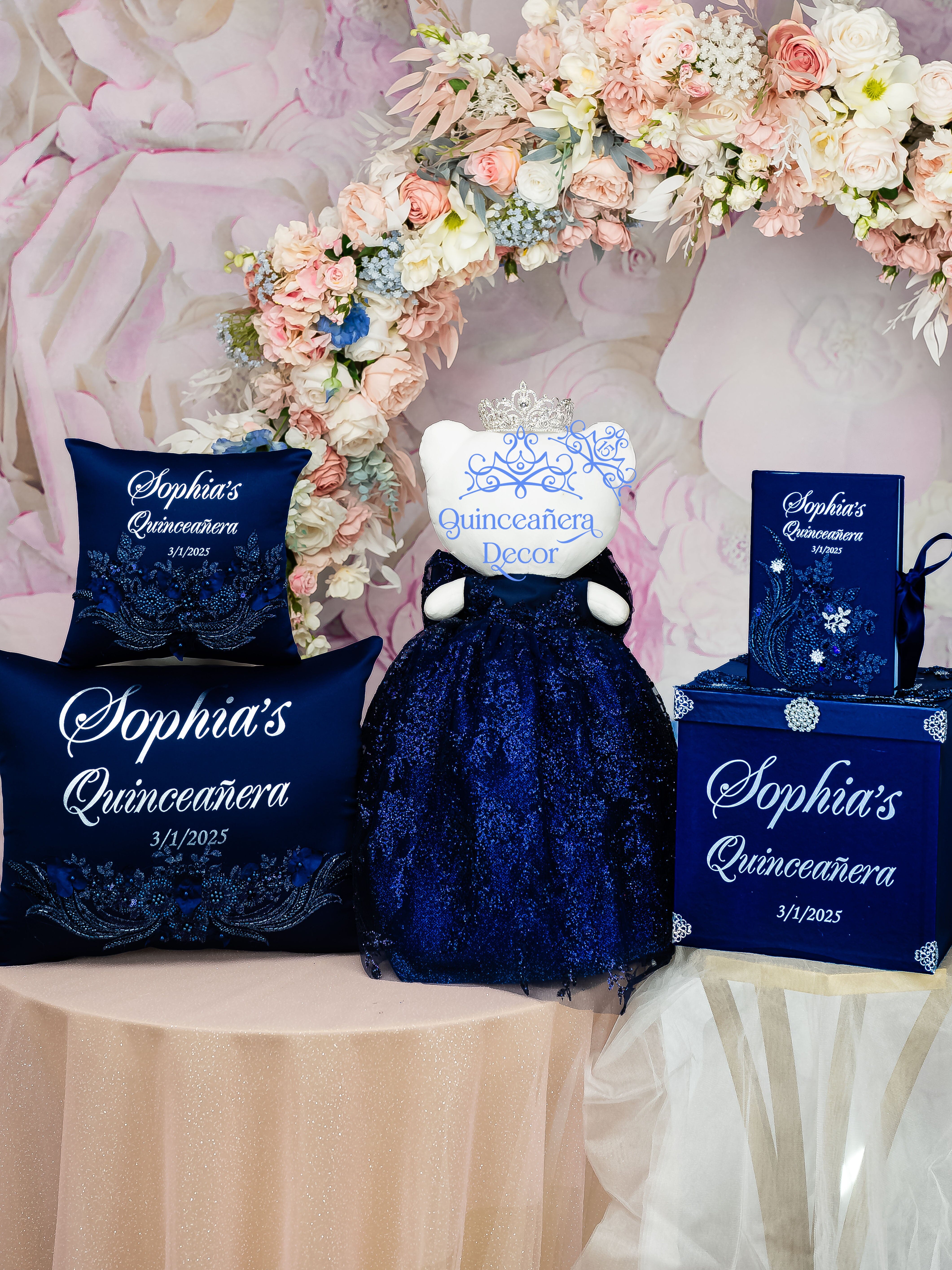 Quinceañera Package: Navy Blue with Silver Set / quinceanera-decor