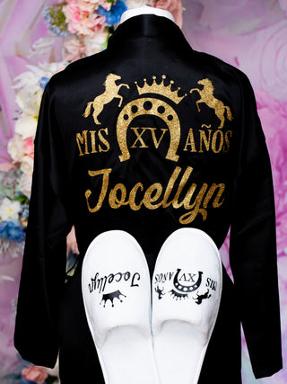 2 Batas quinceanera Black with Gold