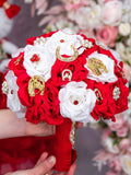 Red White Charro quinceanera bouquet 9 inches
