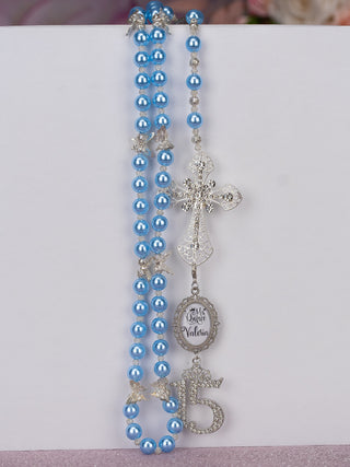 Light Blue with Silver Quinceanera Rosary