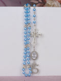 Light blue silver Quinceanera Bible with Rosary (in english)