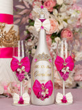 Fuchsia Bow 1 quinceanera champagne glass