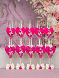 Fuchsia Bow 10 quinceanera champagne glasses