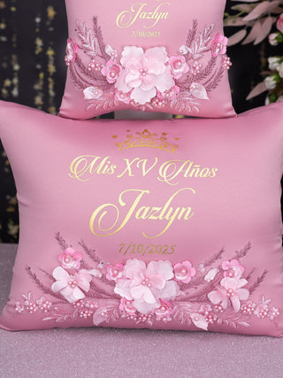 Dusty Rose quinceanera kneeling pillow, shoes pillow
