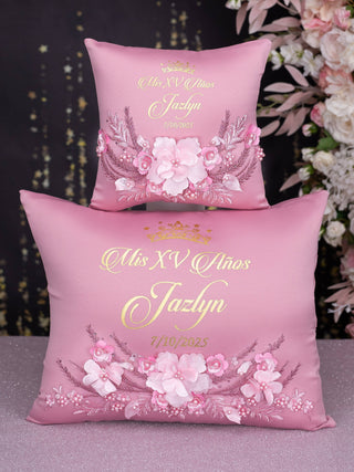 Dusty Rose quinceanera pillows set