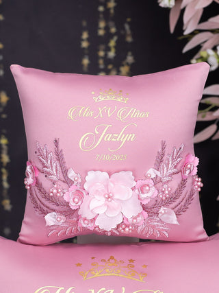 Dusty Rose quinceanera tiara pillow