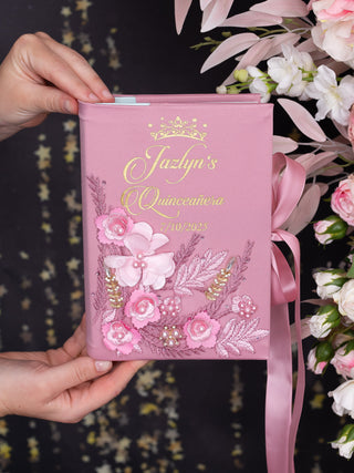 Dusty Rose Quinceanera Bible (Spanish version)