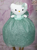 Sage green shining kitty quince doll