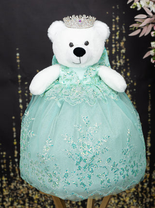 Sage green teddy bear quinceanera