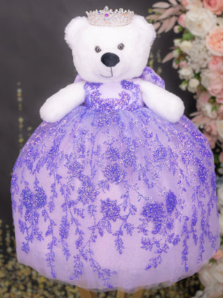 Lilac quinceanera teddy bear dress