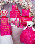 Fuchsia with gold Mass Quinceanera package