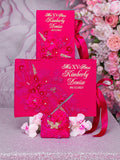 Fuchsia with gold Quinceanera bible and guest book