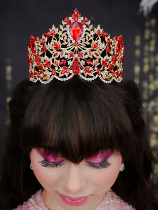 Big Red with Gold Quinceanera Crown