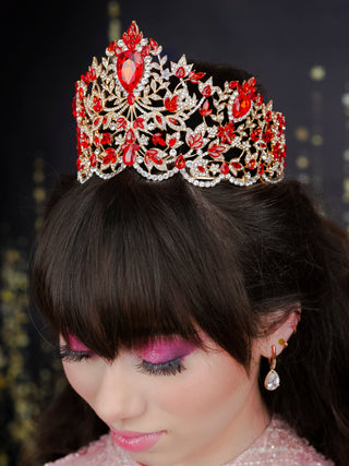Big Red with Gold Quinceanera Crown