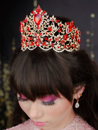 Big Red with Gold Quinceanera Crown