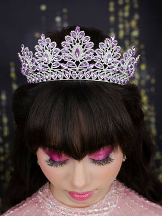 Lilac with silver tiaras para quinceañeras