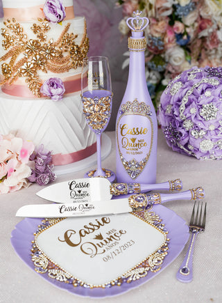 Lavender quinceanera cake knife and server