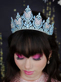 Light Blue Silver with butterflies Quinceanera Tiara