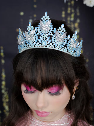 Light Blue Silver with butterflies Quinceanera Tiara