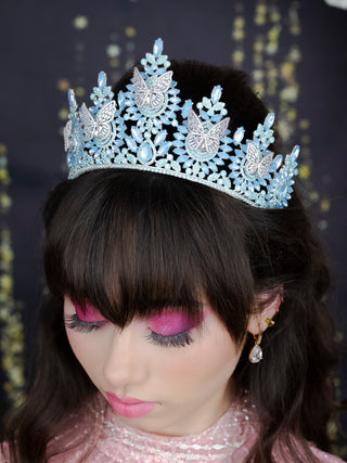 Light Blue Silver with butterflies Quinceanera Tiara