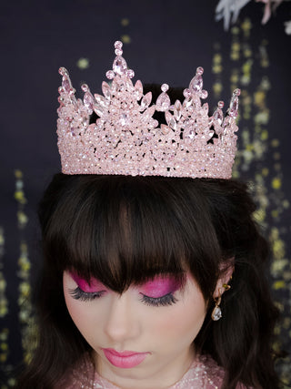 Baby pink with silver quinceanera crown