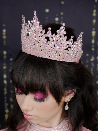 Baby pink with silver quinceanera crown