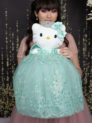 Sage Green Kitty Quince Doll With Princess Style Sage Green Kitty Quince Doll With Princess Style