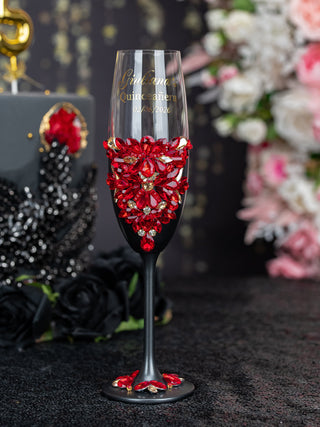 Black with Red 1 quinceanera champagne glass