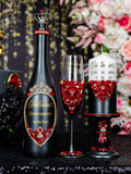 Black with Red Quinceanera Bottle with 1 Glass