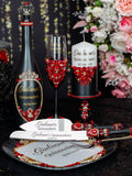 Black with Red Quinceanera Bottle with 1 Glass