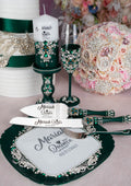 Green with Silver quinceanera brindis package with candle