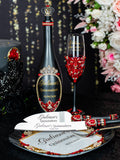 Black with Red Quinceanera Brindis Package with Bottle