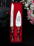 Black with Red quinceanera cake knife and server