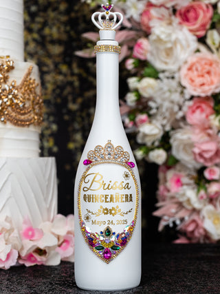 Floral Talavera quinceanera bottle