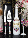 Floral Talavera quinceanera 1 champagne glass