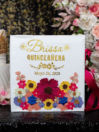 Floral Talavera quinceanera 1 champagne glass