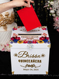 Floral Talavera quinceanera money card box