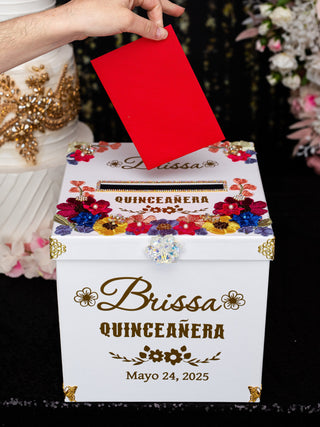 Floral Talavera quinceanera money card box