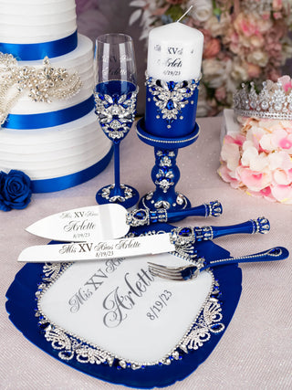 Royal Blue with silver album de fotos para Quinceanera