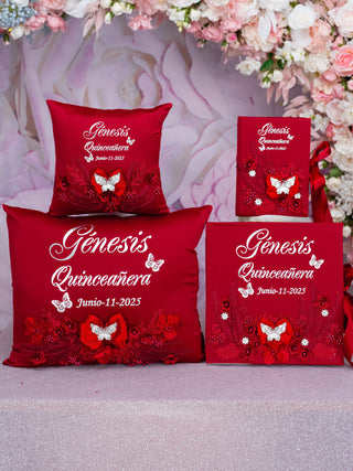 Wine Red with silver Quinceanera Bible (Spanish version)