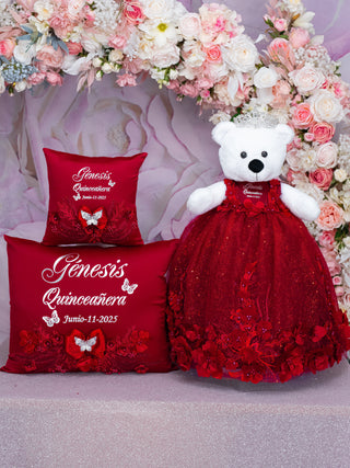 Wine Red with silver Quinceanera Bible (English version)