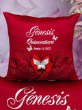 Wine Red with silver Quinceanera kneeling pillow, shoes pillow