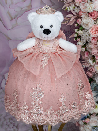 Blush with Bow Teddy bear quinceanera