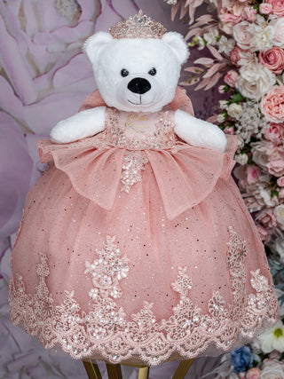 Blush with Bow Teddy bear quinceanera