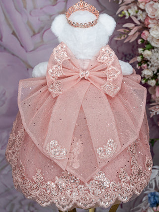 Blush with Bow Teddy bear quinceanera