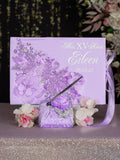 Lilac Quinceanera guest book with pen